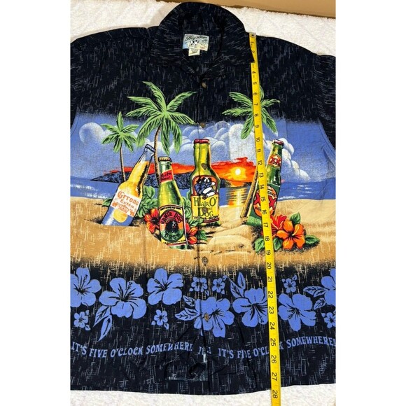 VTG Big Dogs It’s Five O’clock Somewhere Beer Beach Island Button Up Tee Size L - Picture 12 of 14